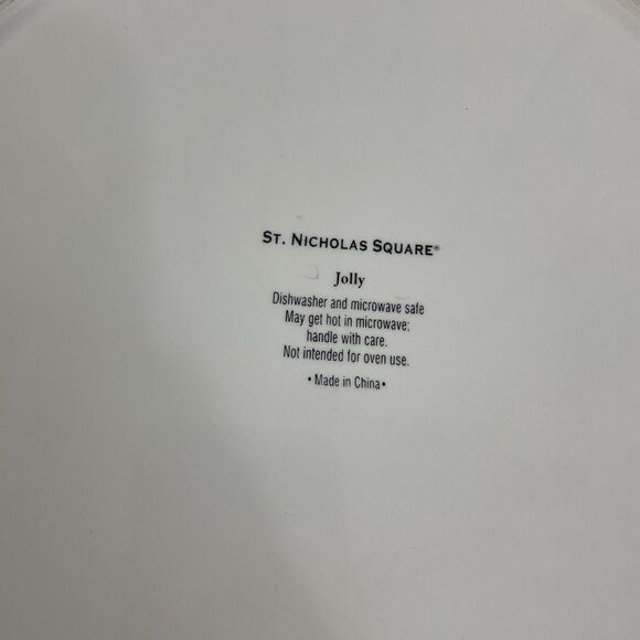 St Nicholas Square Jolly Snowman Round 11” Platter Snowflakes Red White - Picture 5 of 5